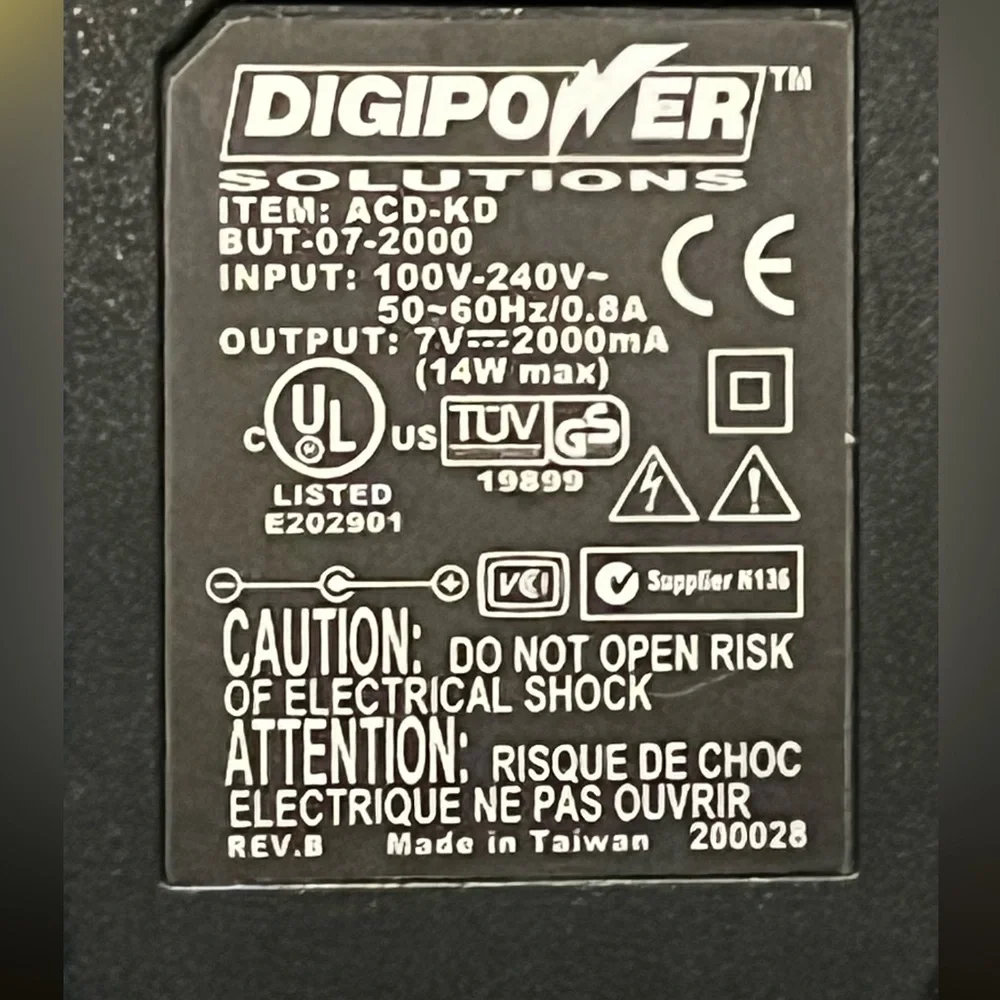 Digipower AC Adaptor (Model: ACD-KD BUT-07-2000)
